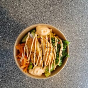 Crispy kylling bowl